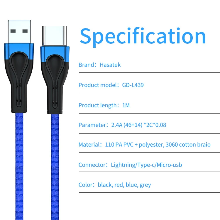  Amazon Hot-selling 20w Long Data Cable With Micro lighting and Type-c Port