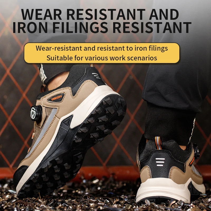 ROTATING BUTTON Labor protection shoes steel toes puncture resistant steel toe caps lightweight breathable and safe work shoes