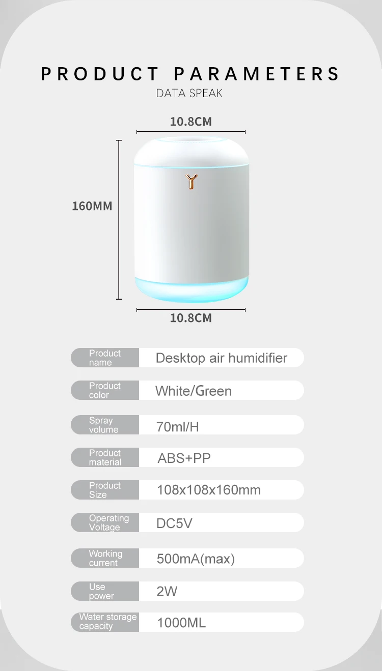 new hot smart portable usb charging colorful night lamp women household  student mist air purifier humidifiers