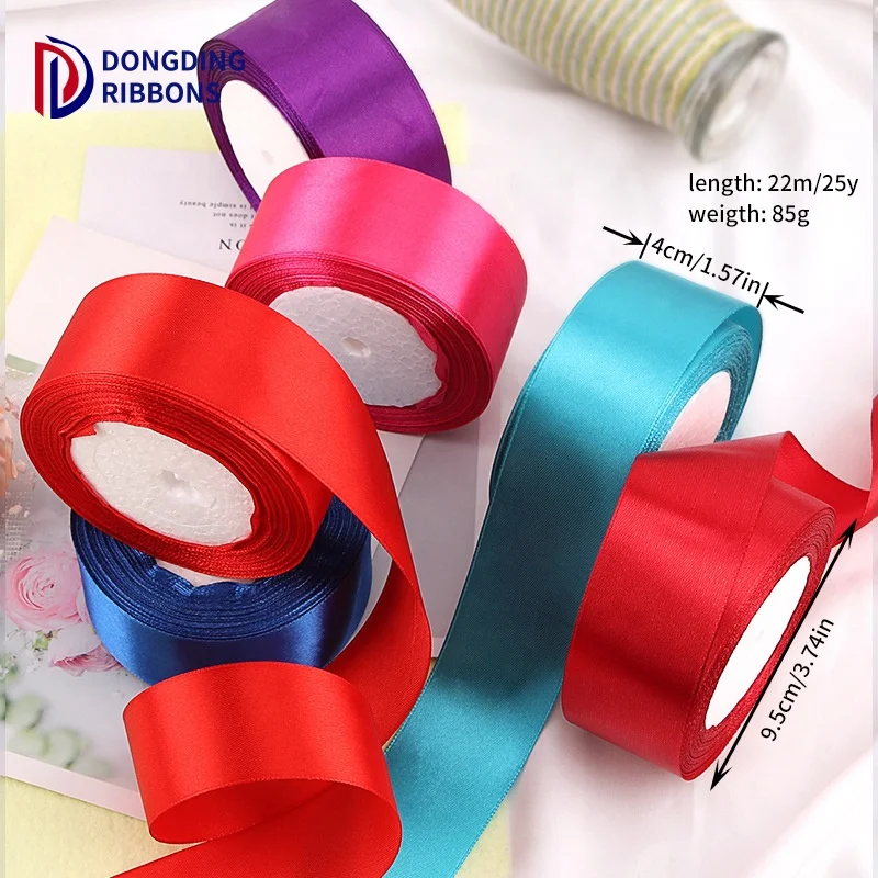 Best Price 25 yards double sided Ribbon Flower1 1/2 inch Silk Satin ribbon 38mm 1.5inch