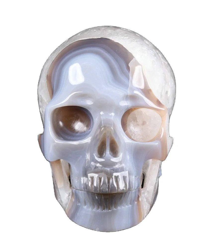 Mr Skull Huge 5.0 inches Geode Cluster Agate Skulls  Healing Crystals Skulls Carved Crystal for Gift