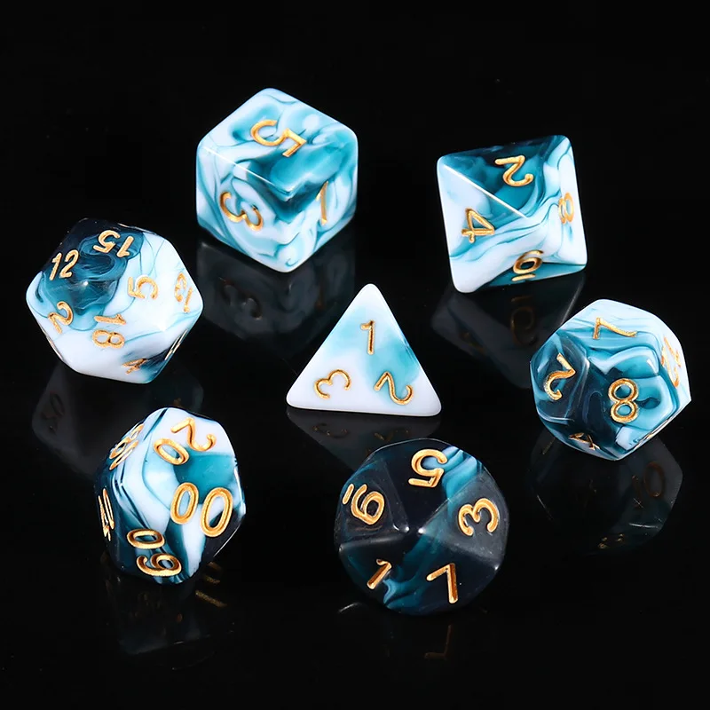 New Halloween Gift Galaxy Acrylic Glitter RPG DND 7 PC mix Color Blend Dice for RPG Dungeons and Dragons Board card Games