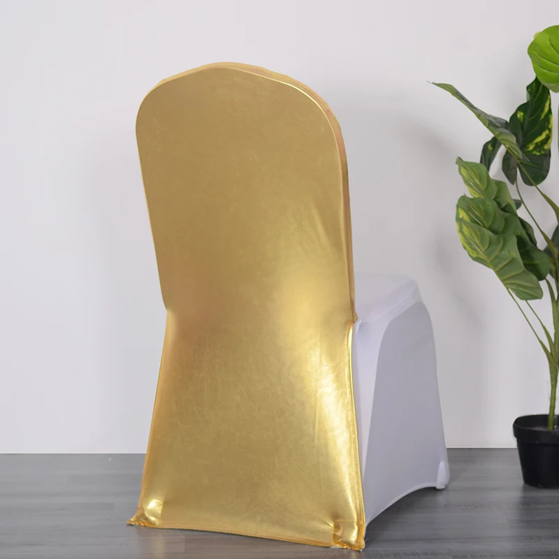 Hot Selling Spandex Wedding Gold Silver Chair Sashes Chair Cover Stretch Band With Buckle Slider for Wedding Banquet Decoration