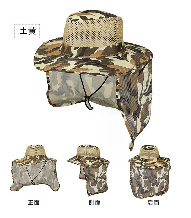 2022 factory logo custom hot popular cheap camouflage mesh outdoor mountaineering fishing fisherman bonnie hats bucket hat