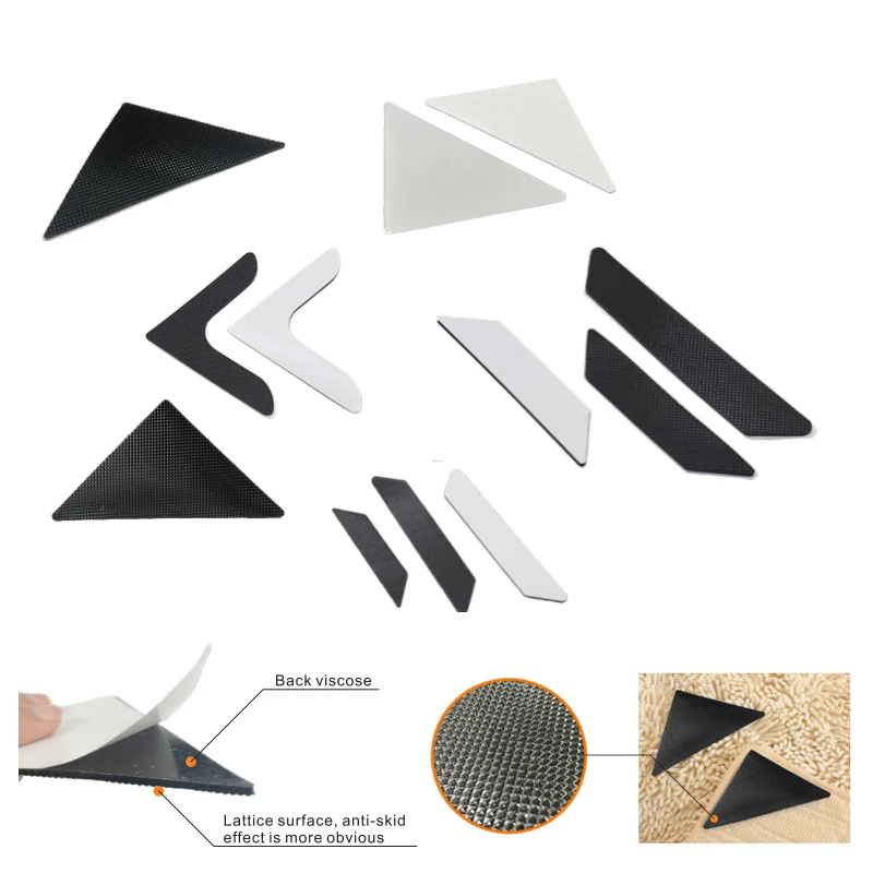 One-stop Purchasing carpet hardwood floor both side self-adhesive triangle L shape Tape black transparent rug gripper pads