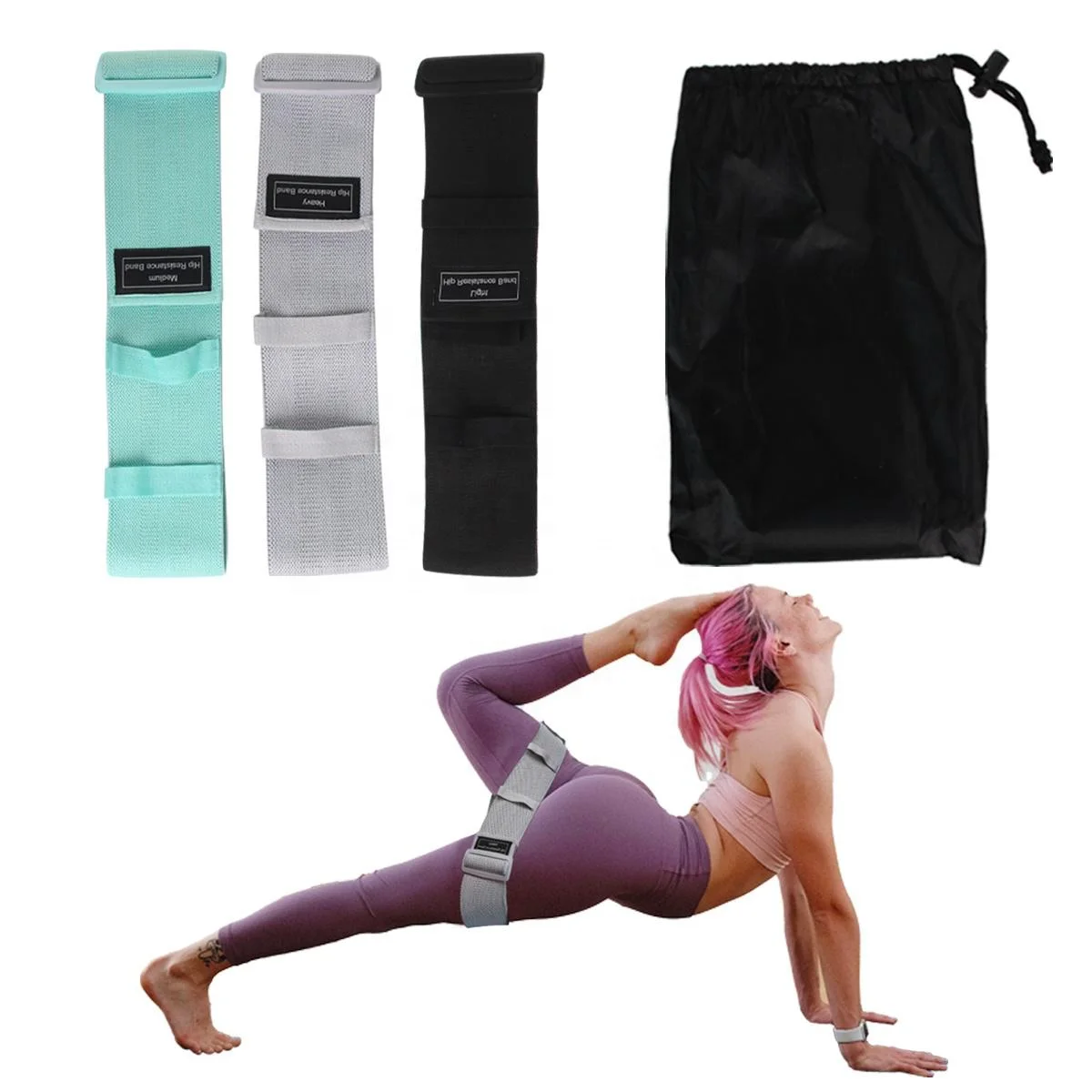 
Good Quality Home Yoga Exercise Adjustable Elastic Hip Band Resistance Set 