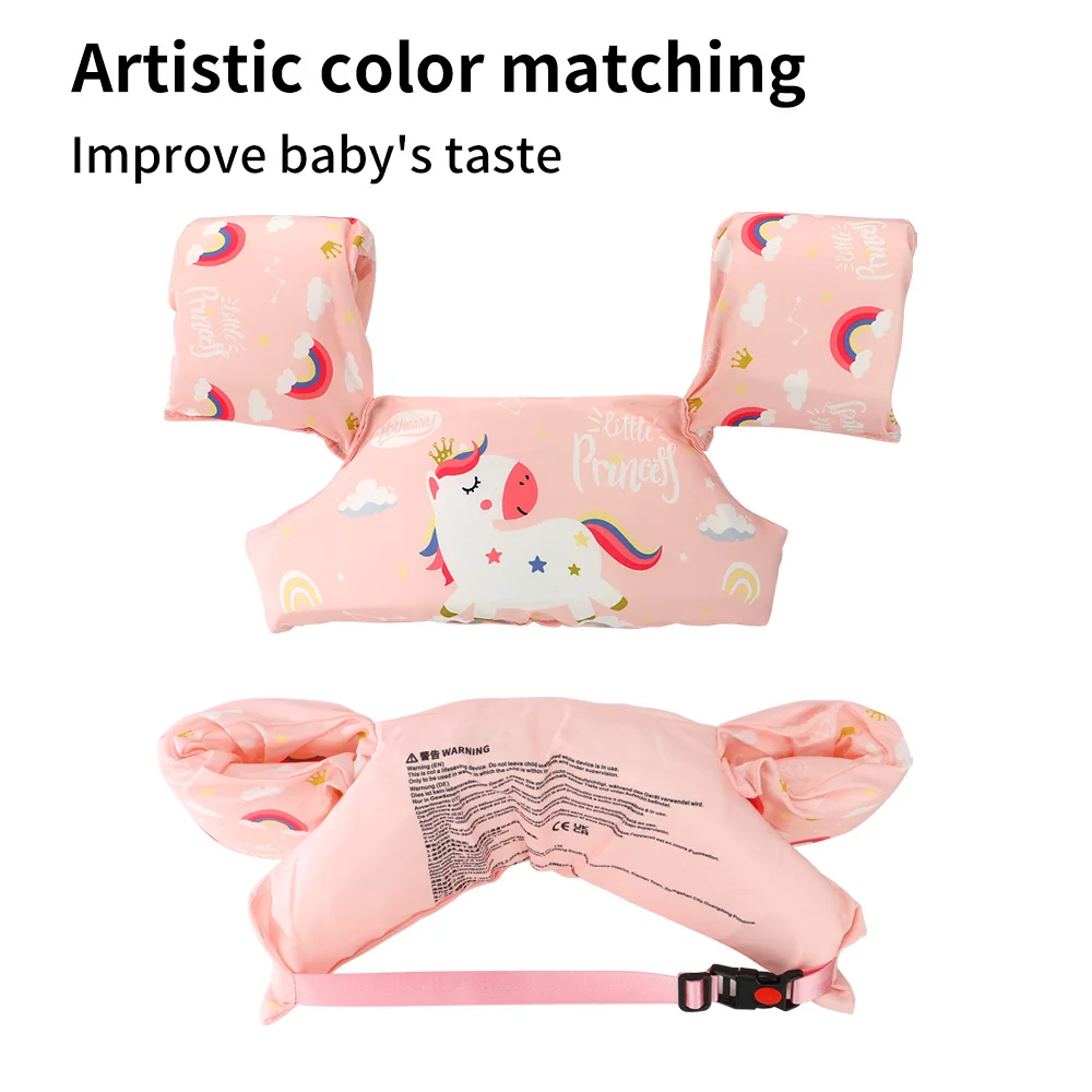 Baby Non-inflatbale Arm Ring High Buoyancy Adjustable Belt Kids Slide Switch Button Life Vest Swim Jacket For Children Summer