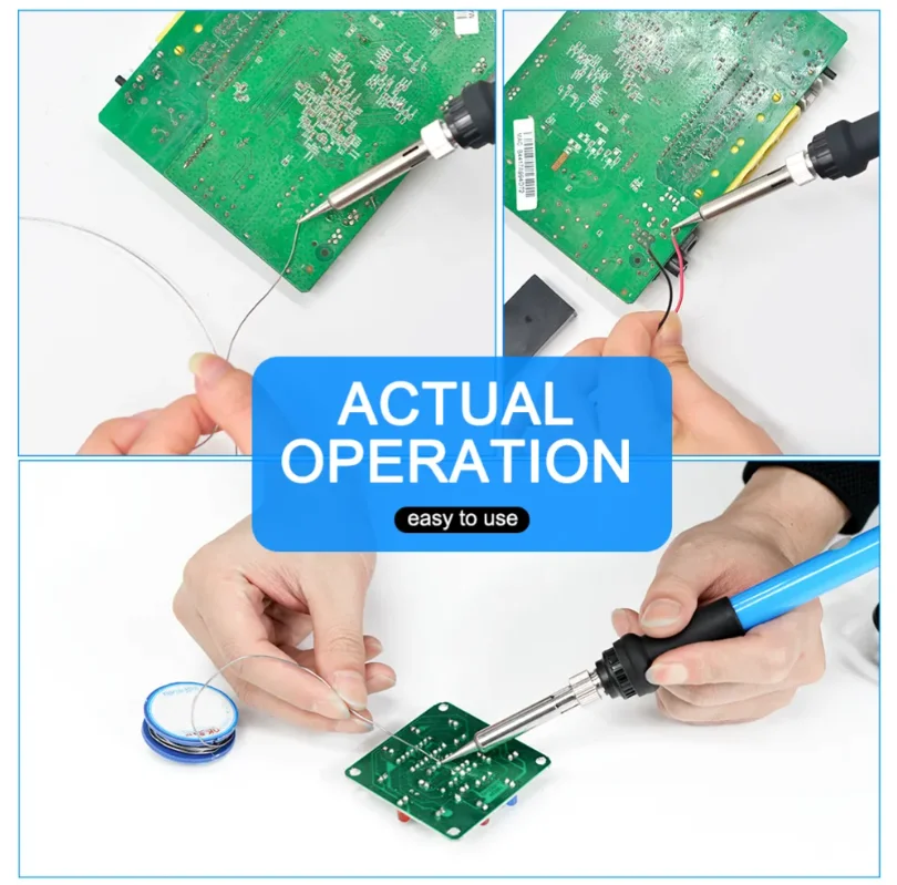 220V 110V 60W Electric Soldering Iron Adjustable Temperature Station with Heat Pen Tips for Repairing and Rework Welding