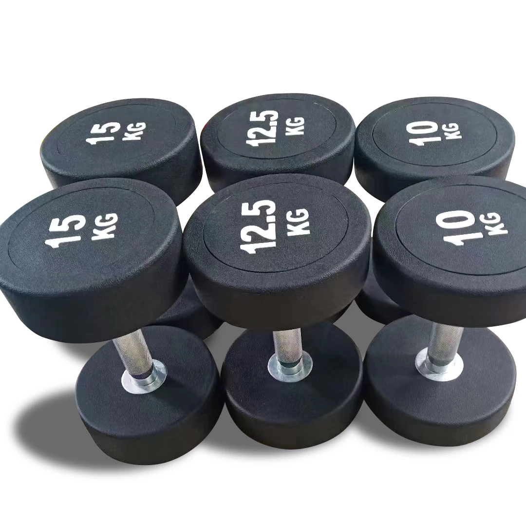 Commercial mancuernas hanteln PU dumbbell urethane round head free weights fitness equipment home gym dumbbells kg lbs