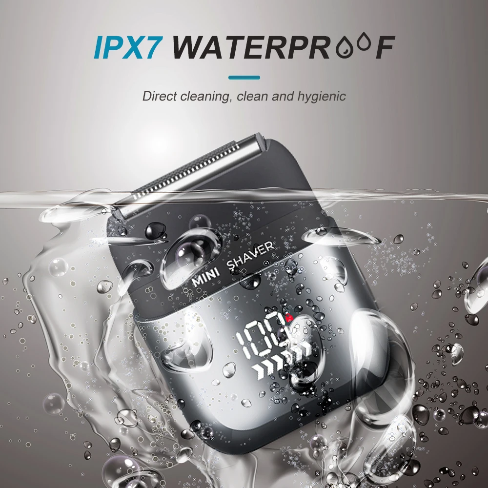 Pritech New Arrivals IPX7 Waterproof pocket shaver 7500rpm Strong Motor Washable Mini Electric Shaver for travel