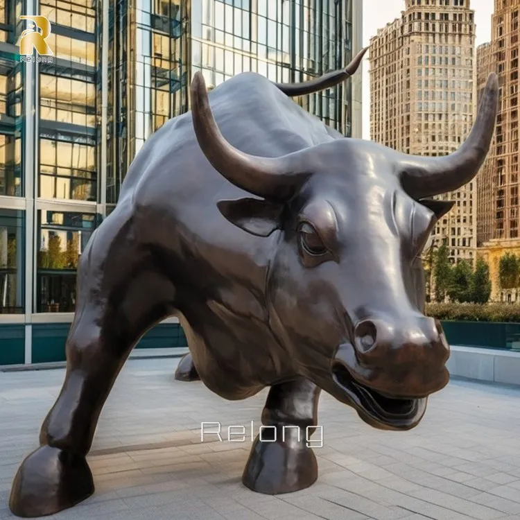 Outdoor City Decoration Life Size Wall Street Metal Animal Sculpture Bronze Bull Statue for Sale