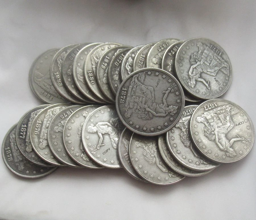 US Whole Set of 26PCS (1873-1885) Trade Dollars Silvers Plated Reproduction Decorative Commemorative Coins