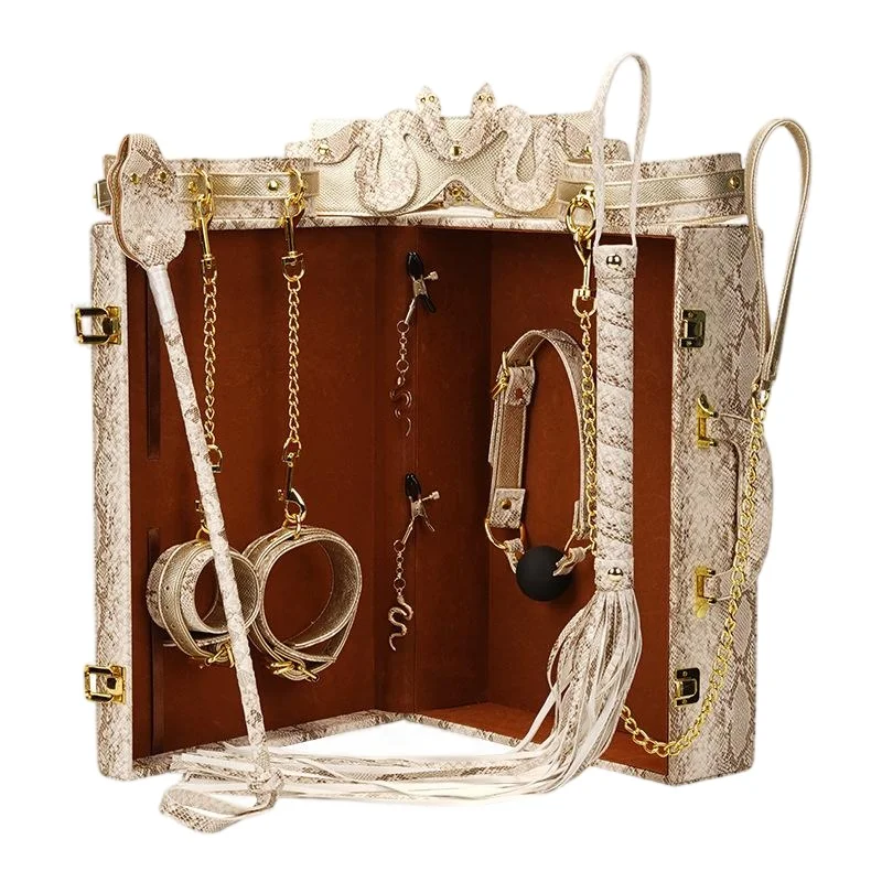 Femdom light luxury snake pattern 10-piece couple suit binding rope femdom handcuffs high-end sex toys