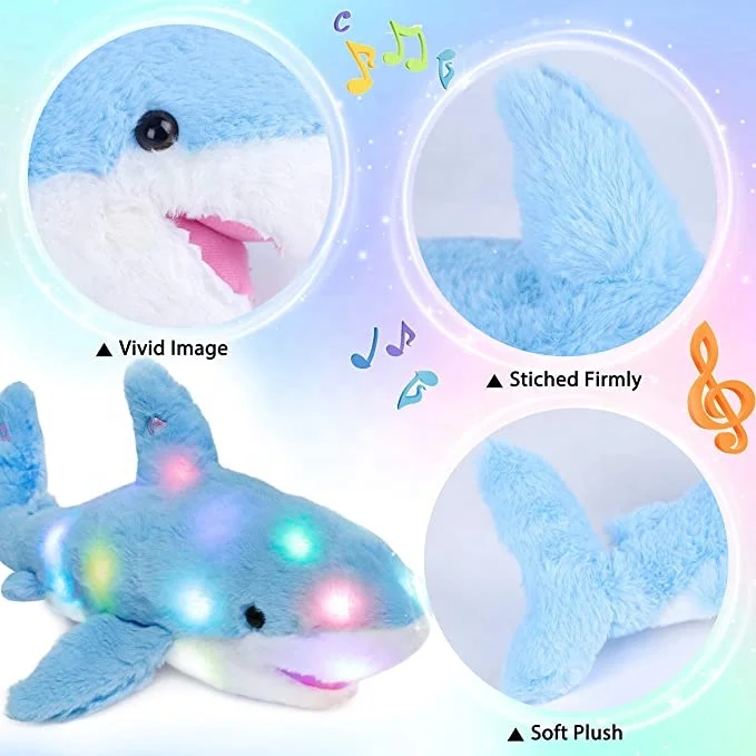 30cm LED light music singing gift shark soft toys plush toys Stuffed Animals baby Toys