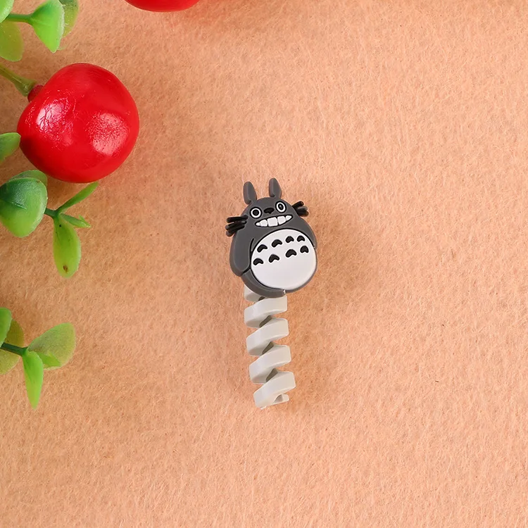 Cartoon Silicone flexible USB spiral cable protective jacket mobile phone de cable protector