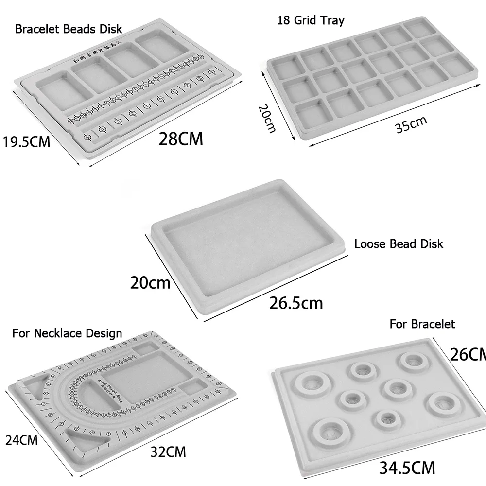 Gray Flocked Bead Board For DIY Bracelet Necklace Beading Jewelry Making Organizer Tray Design Craft Measuring Tool Accessories