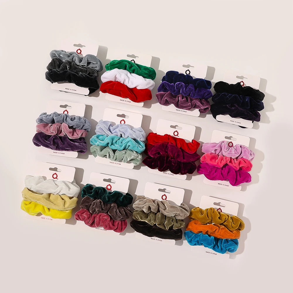 3Pcs/Set solid color pleuche hair ring Korean girls buns scrunchy hair band Fashion curly soft children hair ties accessories