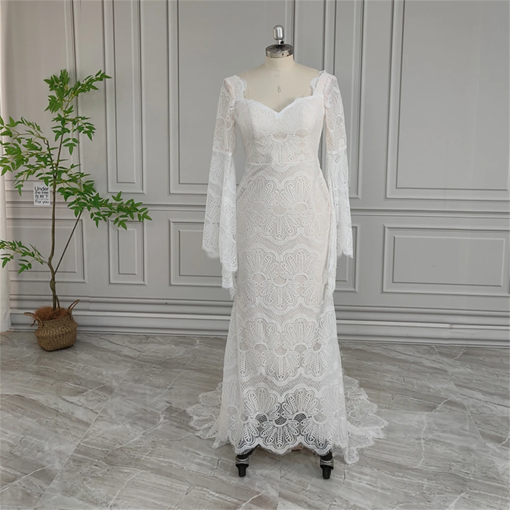 100% кружевное свадебное платье с открытой спиной