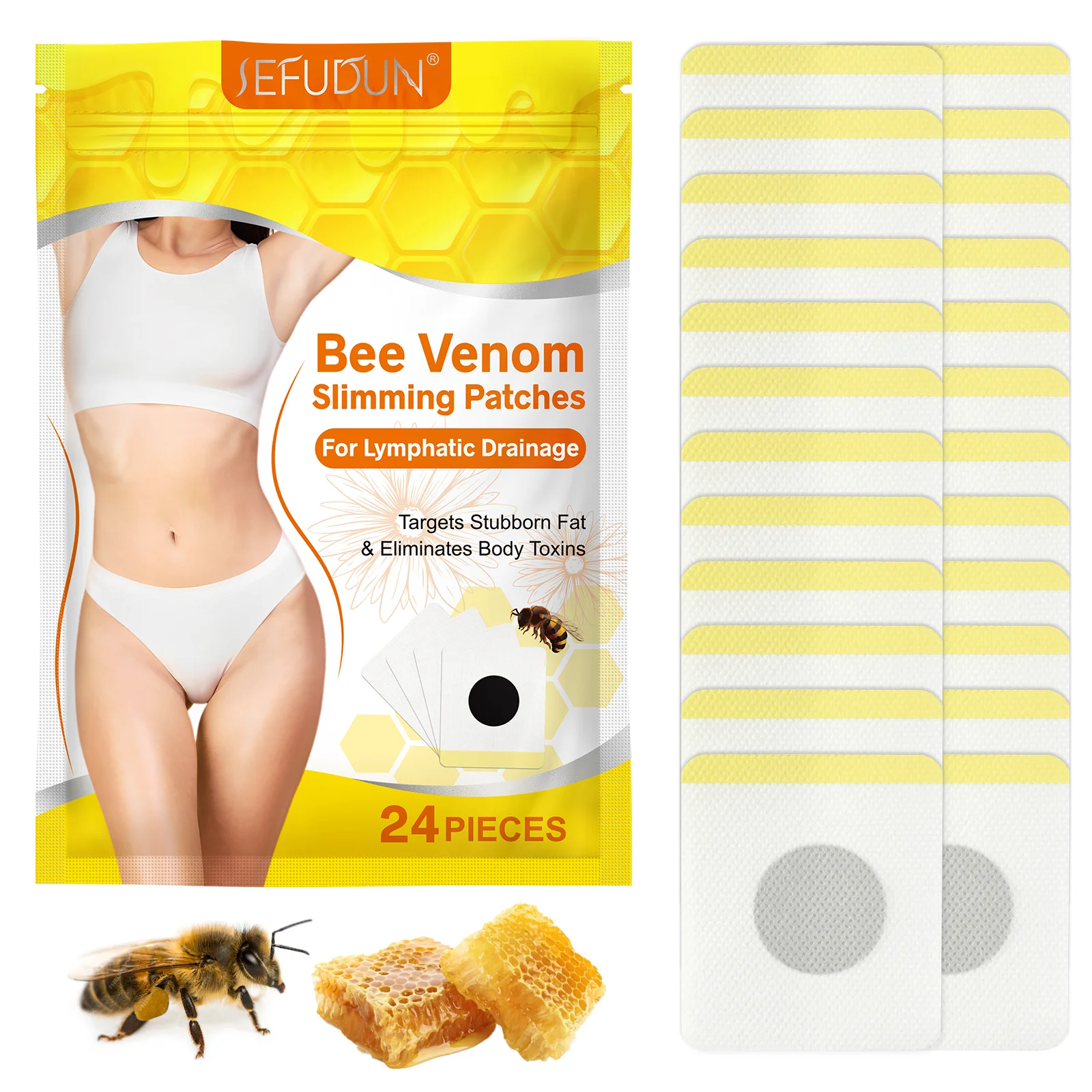 SEFUDUN fat abdomen tummy detox slim flat belly patch weight loss patches slim fat burning bee venom slim patch