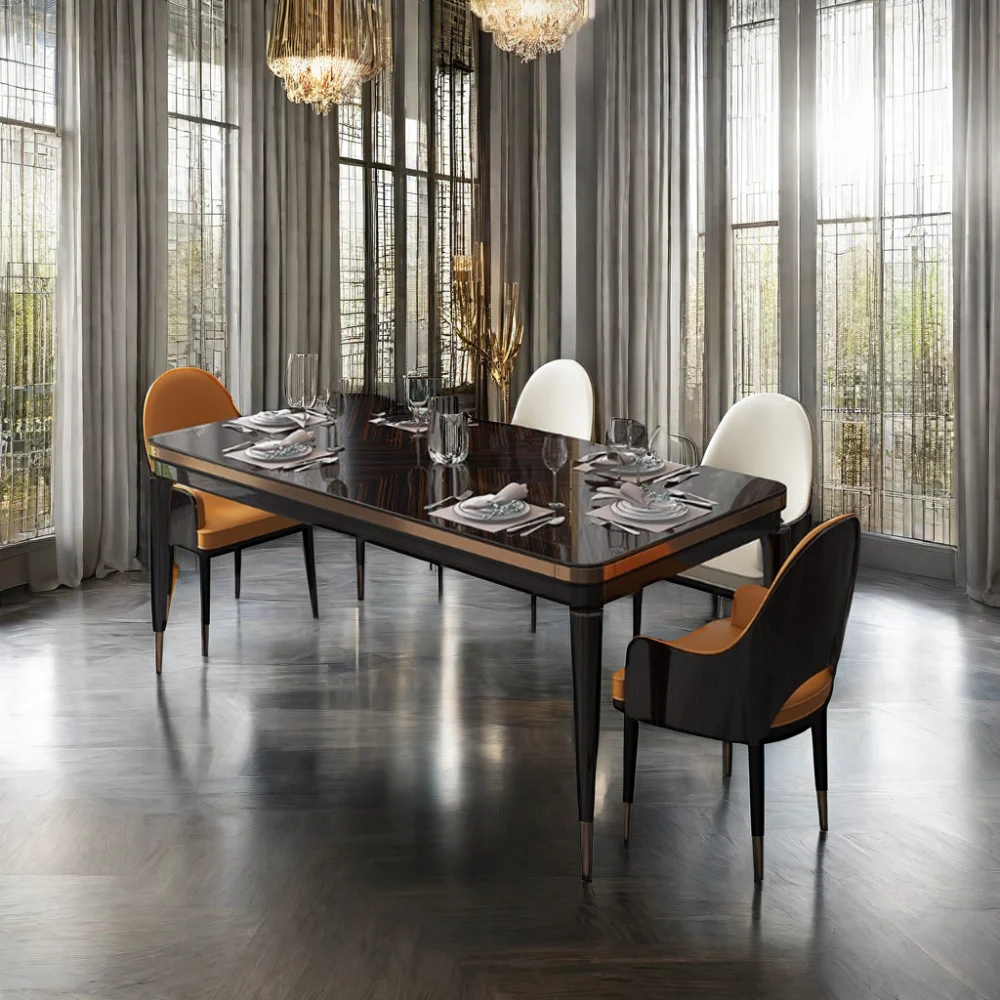 Customizable unique turkish industrial french classic dining tables wood dining table and chair set for 6