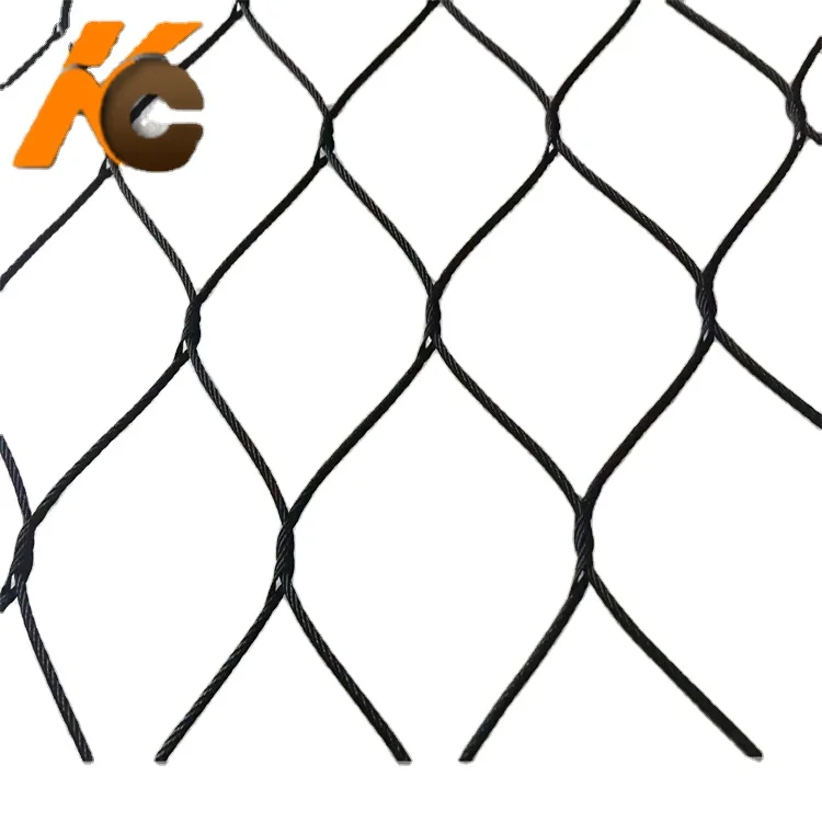 Factory!!!!!   Black Oxide Stainless Steel Wire Rope  Cable Mesh Netting  For Zoo Monkey Enclosure Mesh