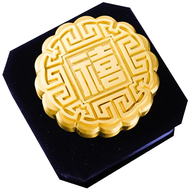 Large fortune moon cake solid decoration handicraft paperweight ruler solid brass calligraphy Chinese painting Chinese style