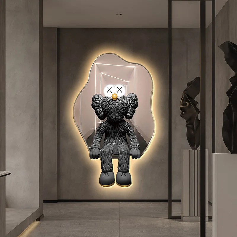 Living room background wall decoration painting kaw violent bear led lamp painting luminous porch hanging painting corridor ais