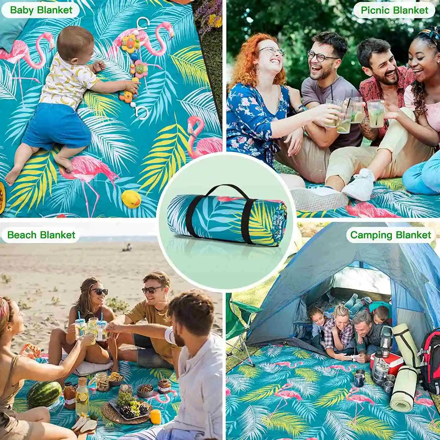 Wholesale Flamingo Picnic Mat Outdoor Picnic Blanket Waterproof Summer Beach Mat