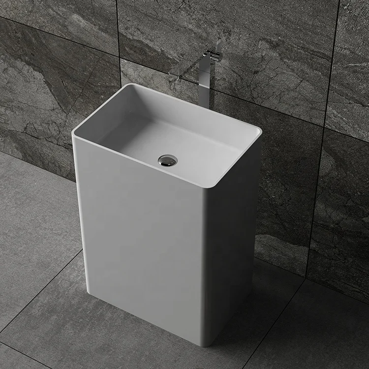 Bathroom concrete grey Wash Basin Cloakroom Round Acrylic Stone  Solid Surface Stone black marble carrara Pedestal basin