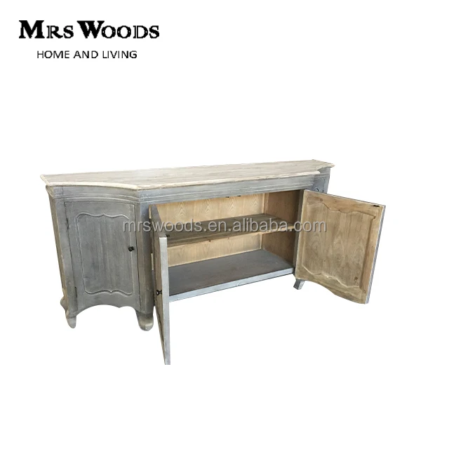 MRS WOODS French country style grey reclaimed wood chinese sideboard Cabinet