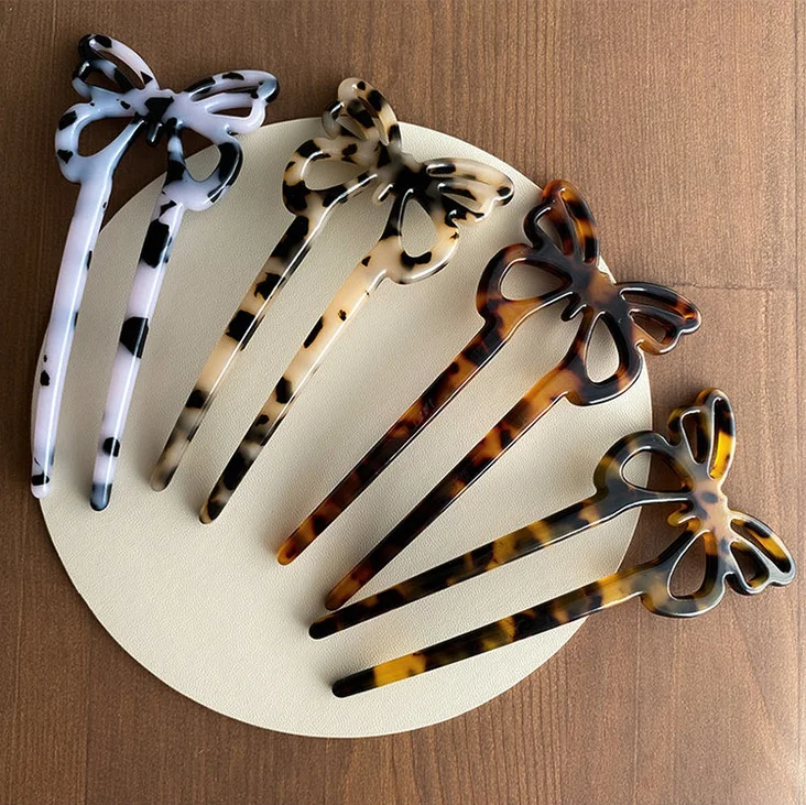 Butterfly Hair Chopsticks Hair Strip Jewelry Fashion Style Acetate Hairpin Sweet Girl Colorful Hair Stick Comb Customized Logo