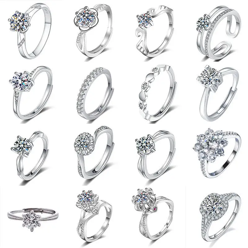 Good quality fashion jewelry 925 sterling silver couple wedding ring diamonds for women men