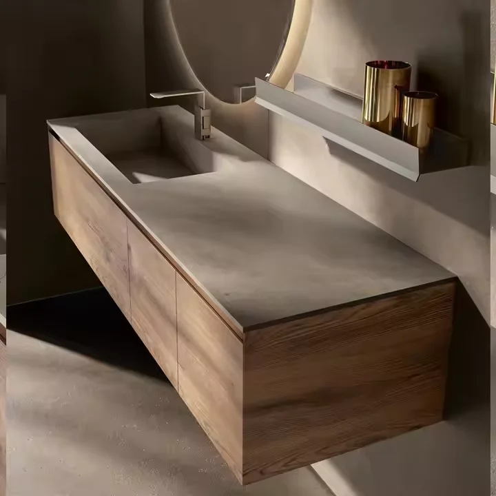 2024 New Modern Wash Basin With Mirror Bathroom Cabinets Stainless Steel Cabinet Factory Sale