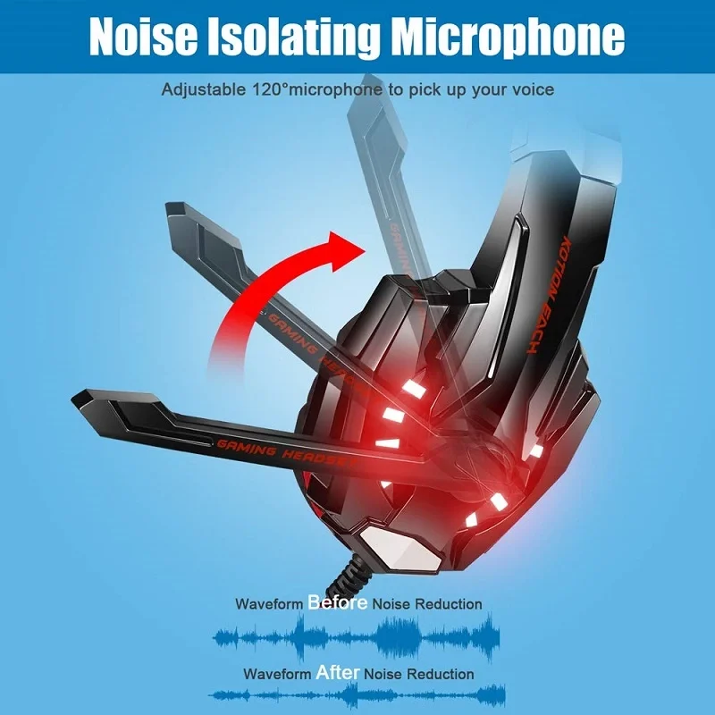 UV G9000 Stereo Headphone 3.5mm Noise Cancelling Headset Game With Mic LED Light for Game Gaming Headset