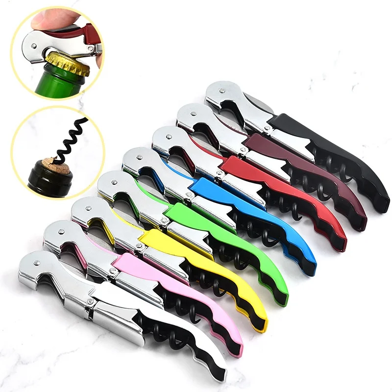 Customized Push Down Black Bottle Opener Waiters Friend Stainless Steel Handle Eco-friendly Bottle Wine Opener Beer Manual