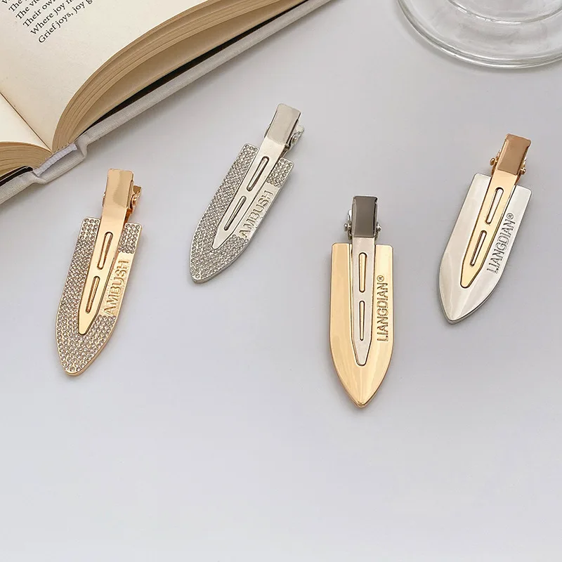 
Hot Sale Wholesale Customised Flat Metal Seamless Hair Styling Salon No Bend Crease Makeup Hair Clip Custom Logo Name Hair Pins 