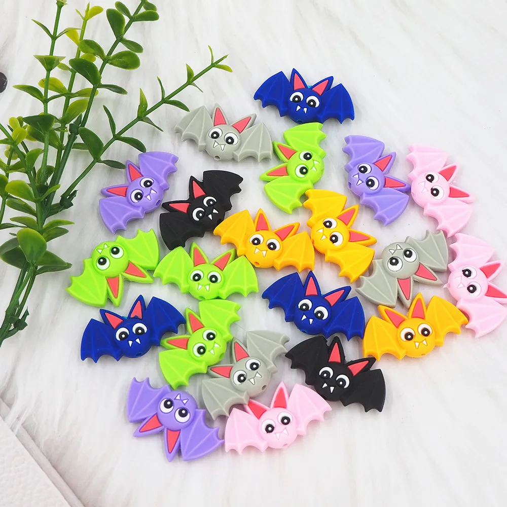 Newly Released Cartoon Bat Shape Silicone Beads Food Grade Baby Teething DIY Pacifier Chain Baby Teether Beads