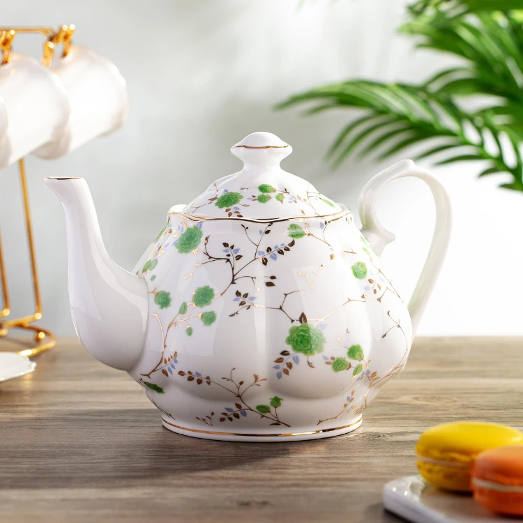 Attractive Price New Type Loose Tea Cup Ceramic Bone Porcelain Flower Tea Pot For Tea Party