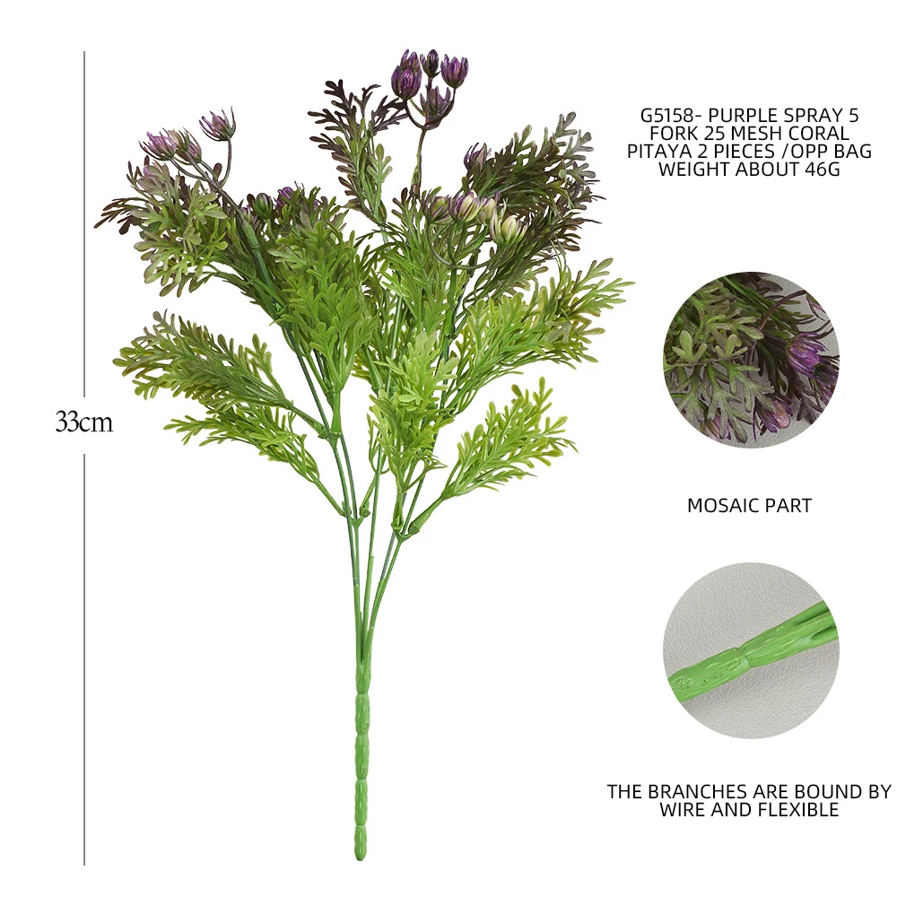 Plastic Scene Green Decorative Plants Multiple Styles Coral Pitaya Artificial Decoration Grass