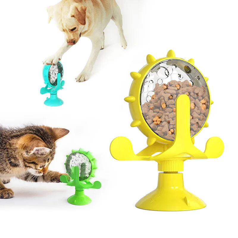 ZZA004 Popular pet cat and dog toys leaky food device windmill turntable pet toys