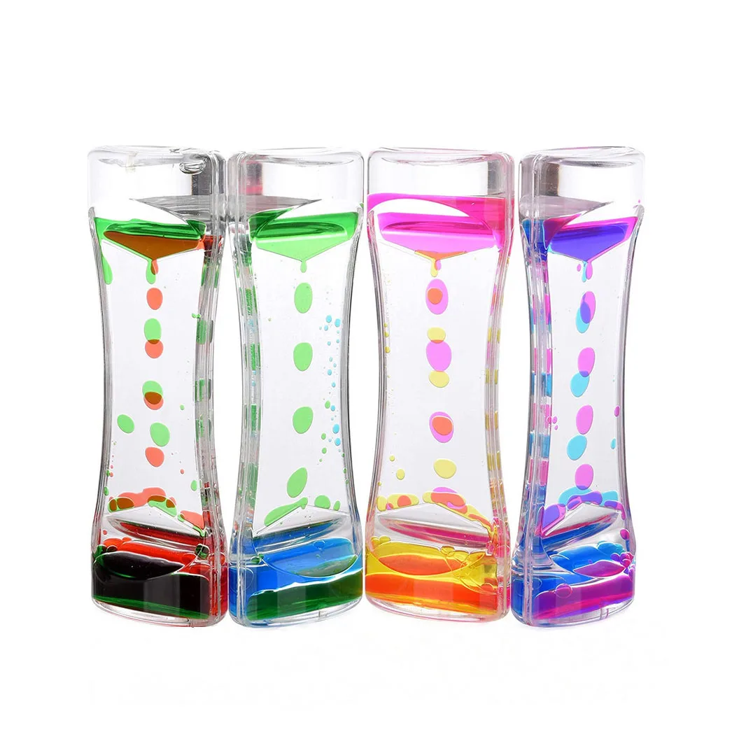 Wholesale Oil Glass Acrylic Hourglass Two-color Liquid Oil Leaking Decompression Crafts Creative Gift