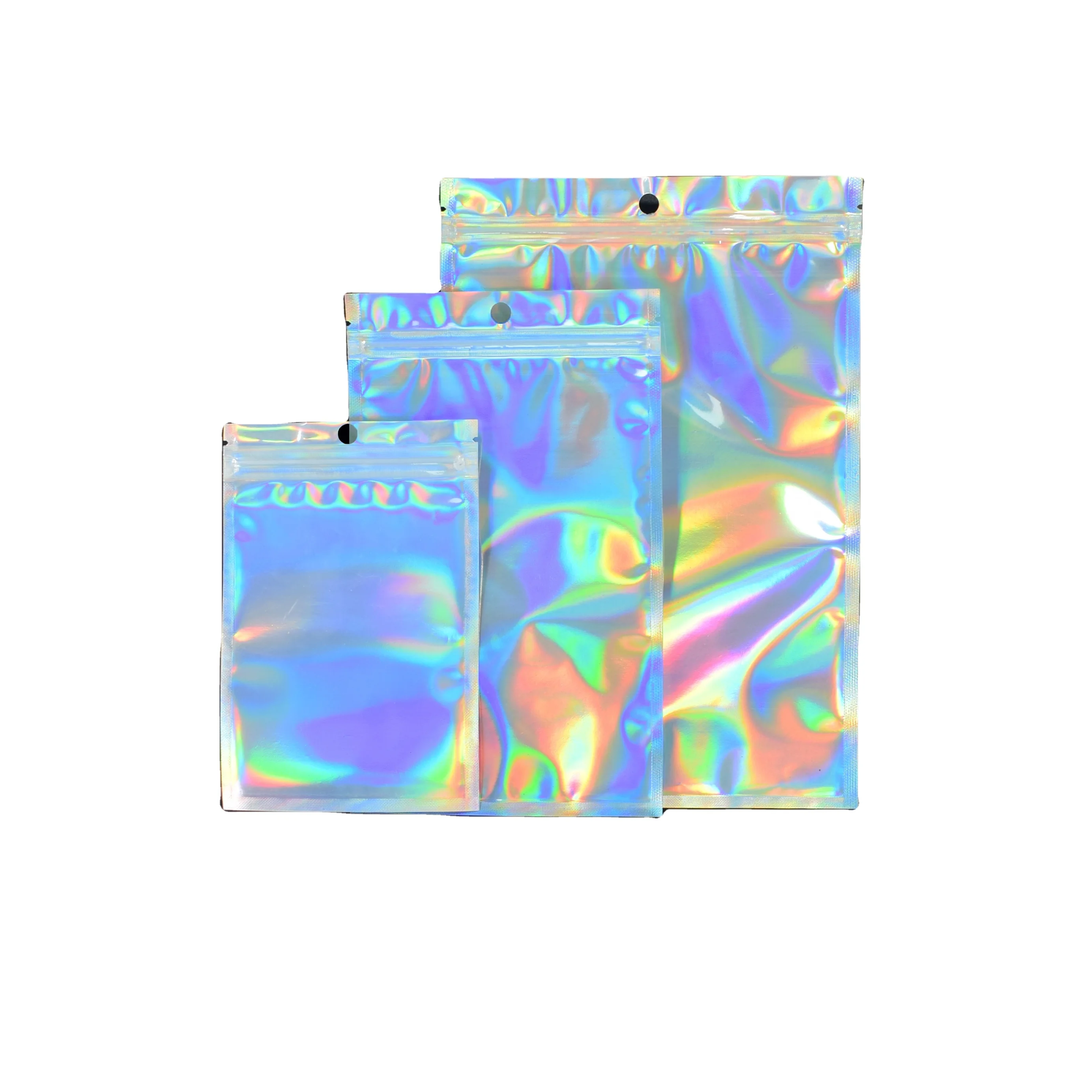 Customized Logo Laser Film Printing Zipper bag Laminated Holographic Pouch Mylar zip lock Plastic Bag for lash