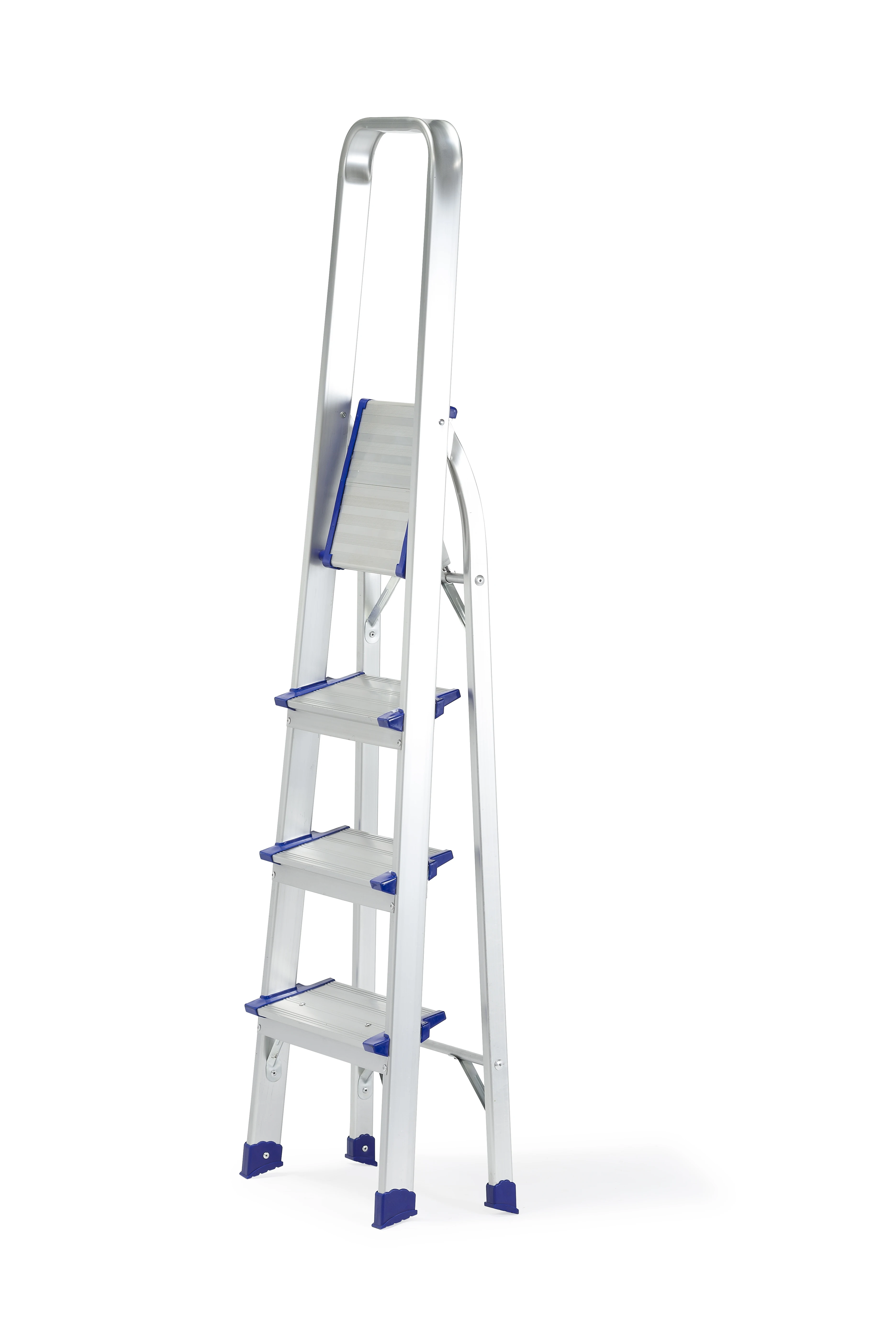MOQ 20 PCS folding 3 step aluminum ladder, Household Foldable Ladder With Handrail
