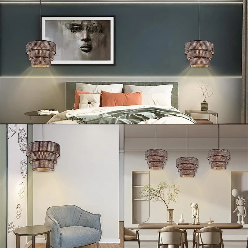 Декоративная плетеная ротанговая лампа