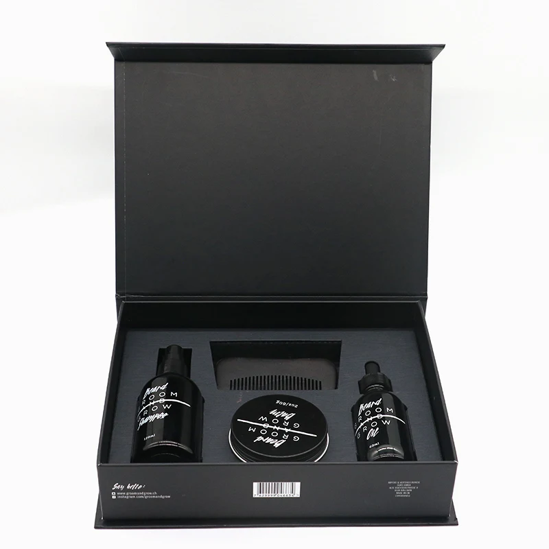 Beard kit with beard oil ,shampoo,wax in paper box and Conditioner, Fragrance Free