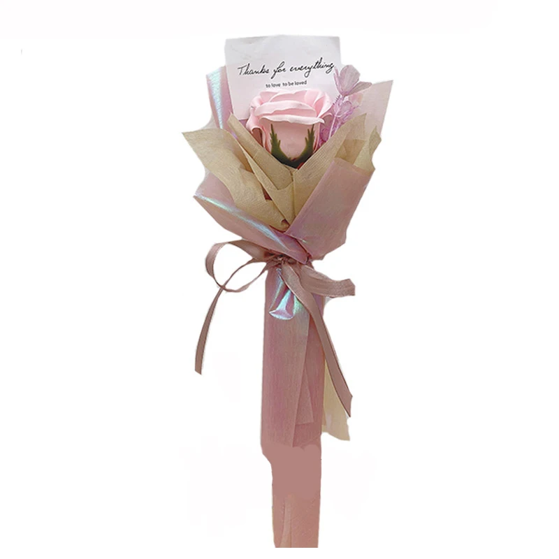 Hot selling soft and fragrant artificial sunflower carnation Beautiful mini single soap  flowers roses bouquet