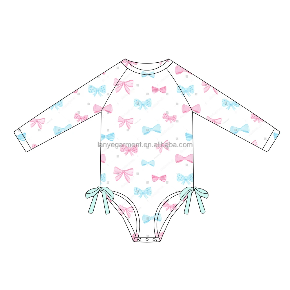 Fashion Print Baby Swimming Suit Long Sleeve Bathing Suit Nylon Baby Swimwear