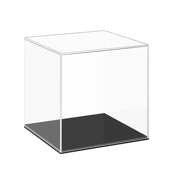 Clear Acrylic Display Box black Base, Countertop Cube Storage Box Dust Protection Display for Action Figure Toys Collectibles