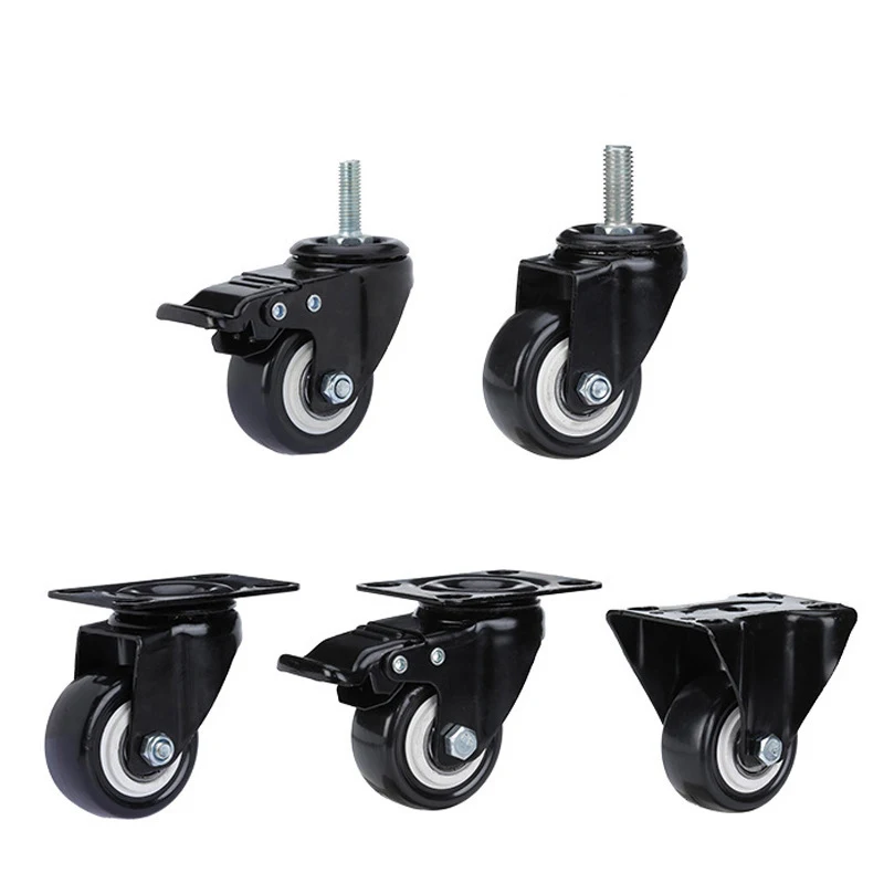 Factory direct sale 1.5 inch 2 inch black screw double bearing with brake rubber gold diamond silent directional universal caste