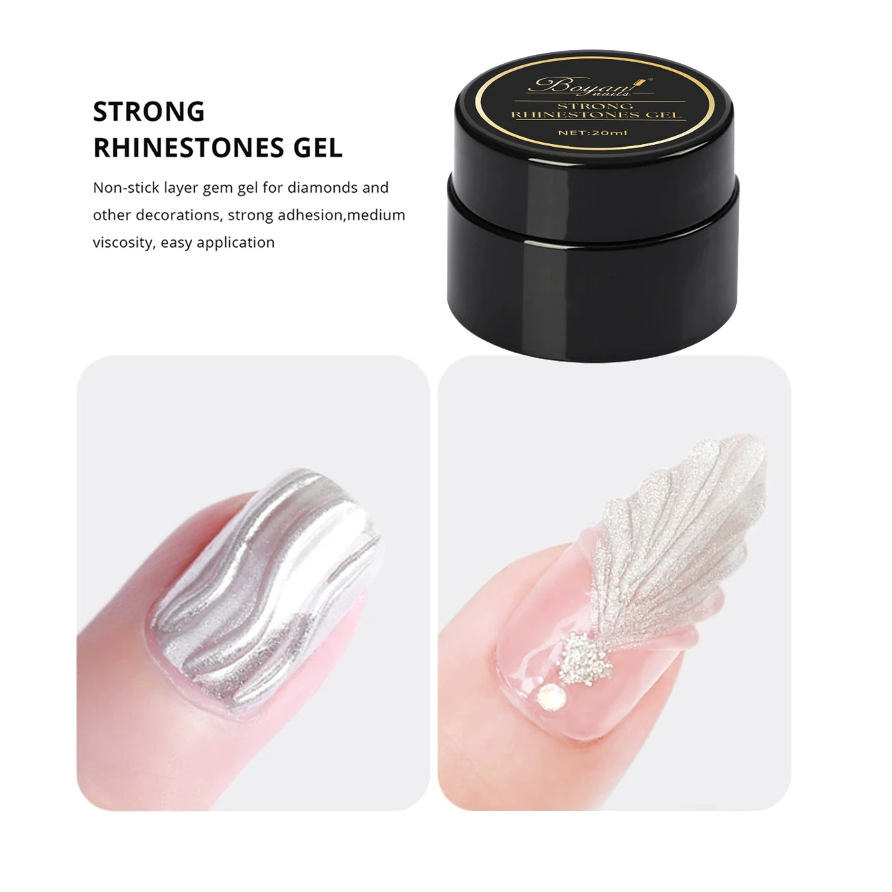 SCI rhinestones jewelry gel glue for acrylic nails liquid in bottle and solid in jar